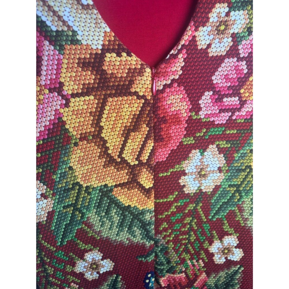FARM by Anthropologie Floral Knit Maxi Dress in Red/Rust/Pink Floral Print W XS - Picture 6 of 8